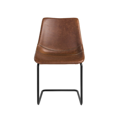 Brown Leatherette Guest or Conference Chairs with Baseball Stitching (Set of 2)