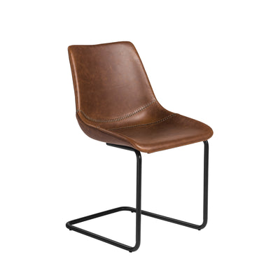Brown Leatherette Guest or Conference Chairs with Baseball Stitching (Set of 2)