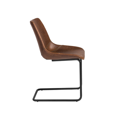 Brown Leatherette Guest or Conference Chairs with Baseball Stitching (Set of 2)