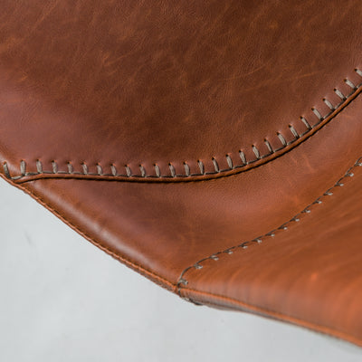 Brown Leatherette Guest or Conference Chairs with Baseball Stitching (Set of 2)