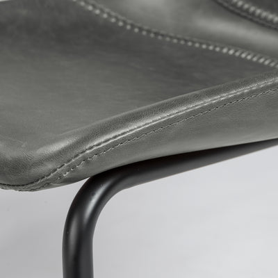 Gray Leatherette Guest or Conference Chairs with Baseball Stitching (Set of 2)