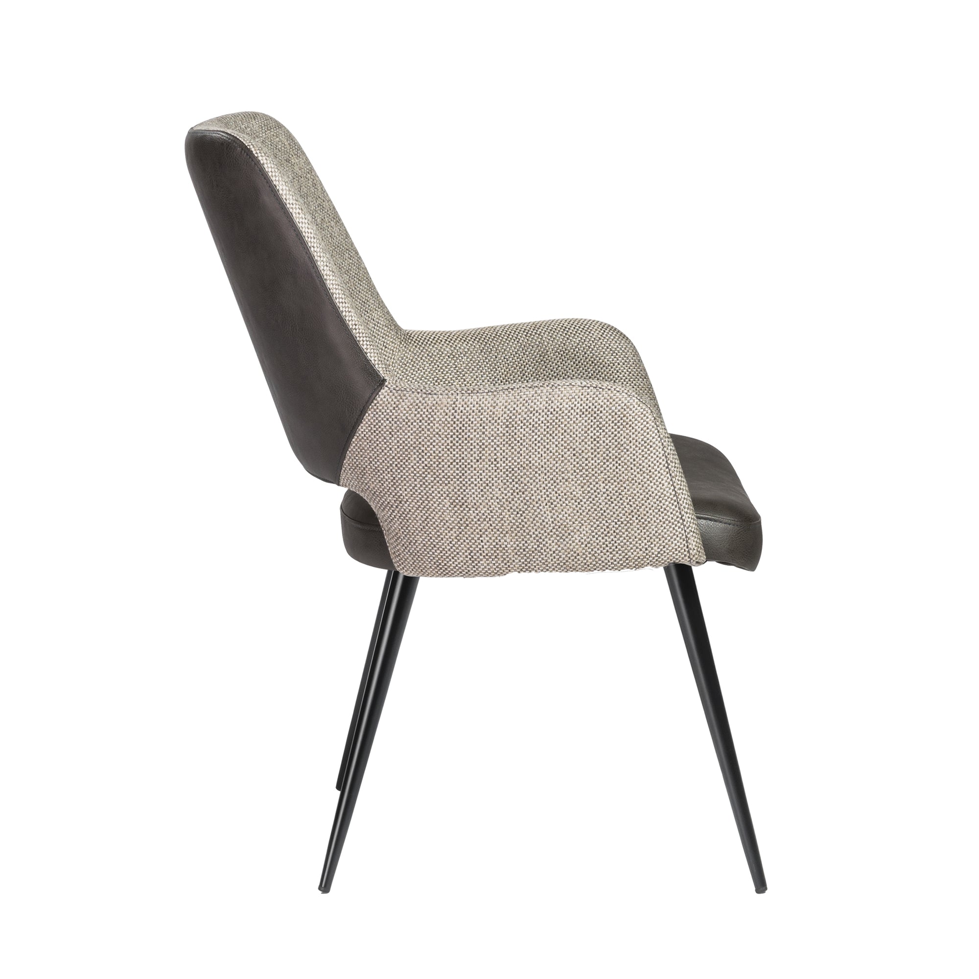 Gray Leatherette and Fabric Guest Armchair