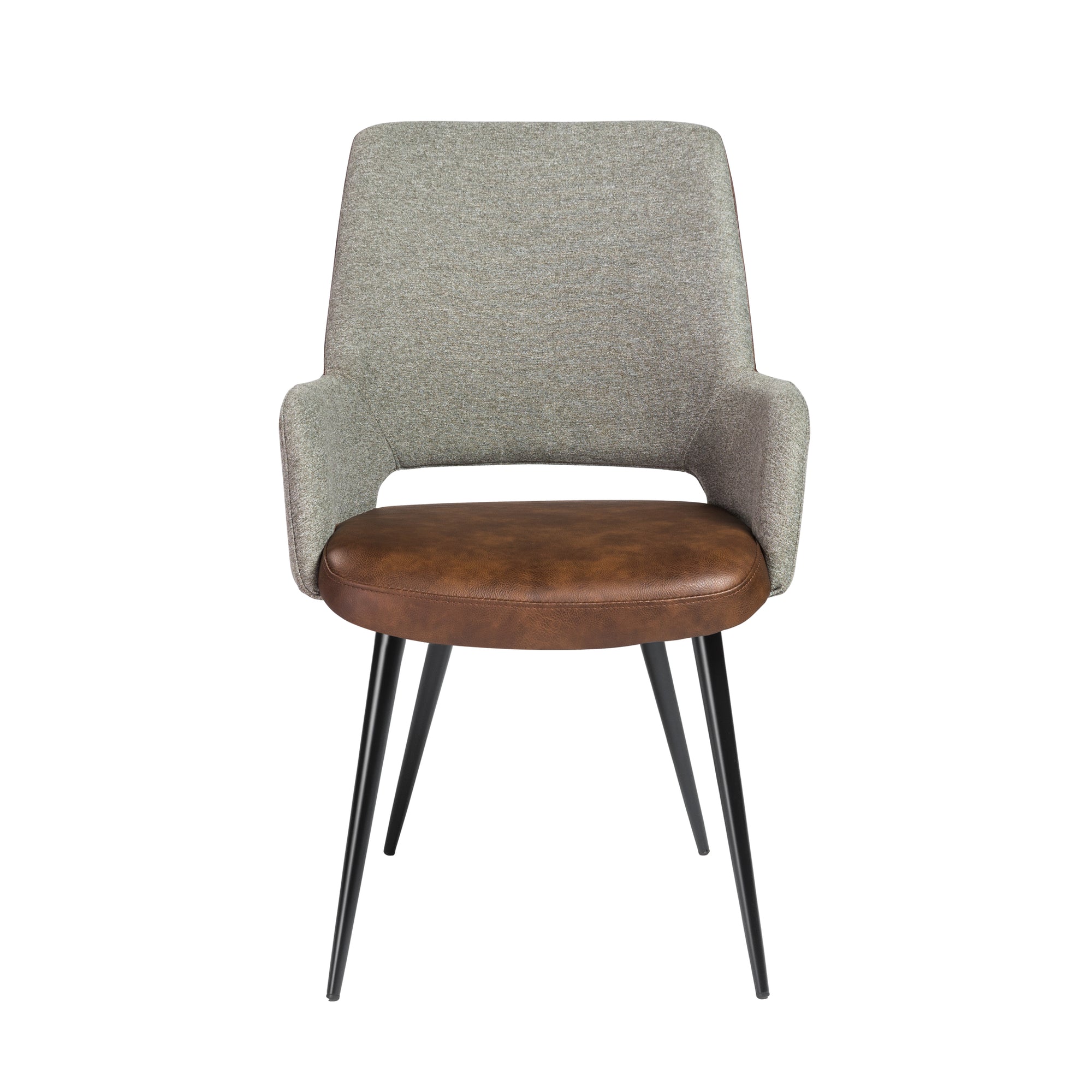 Brown Leatherette and Gray Fabric Guest Armchair