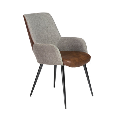 Brown Leatherette and Gray Fabric Guest Armchair