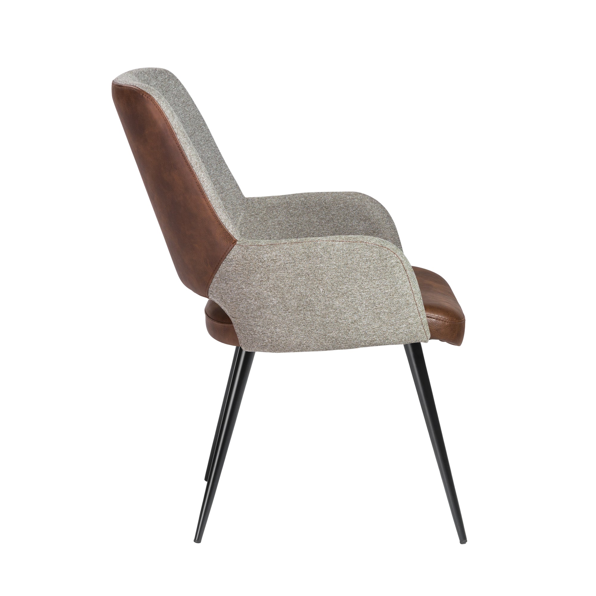Brown Leatherette and Gray Fabric Guest Armchair