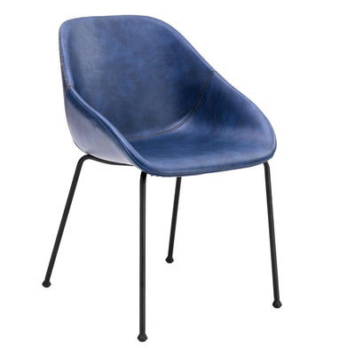 Vintage Dark Blue Leatherette Guest Chair (Set of 2)