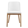 Set of 2 White Leatherette & Walnut Guest Chairs with Quilted Back