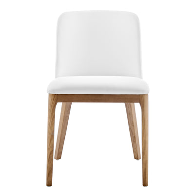 Set of 2 White Leatherette & Walnut Guest Chairs with Quilted Back