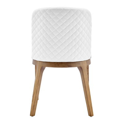 Set of 2 White Leatherette & Walnut Guest Chairs with Quilted Back