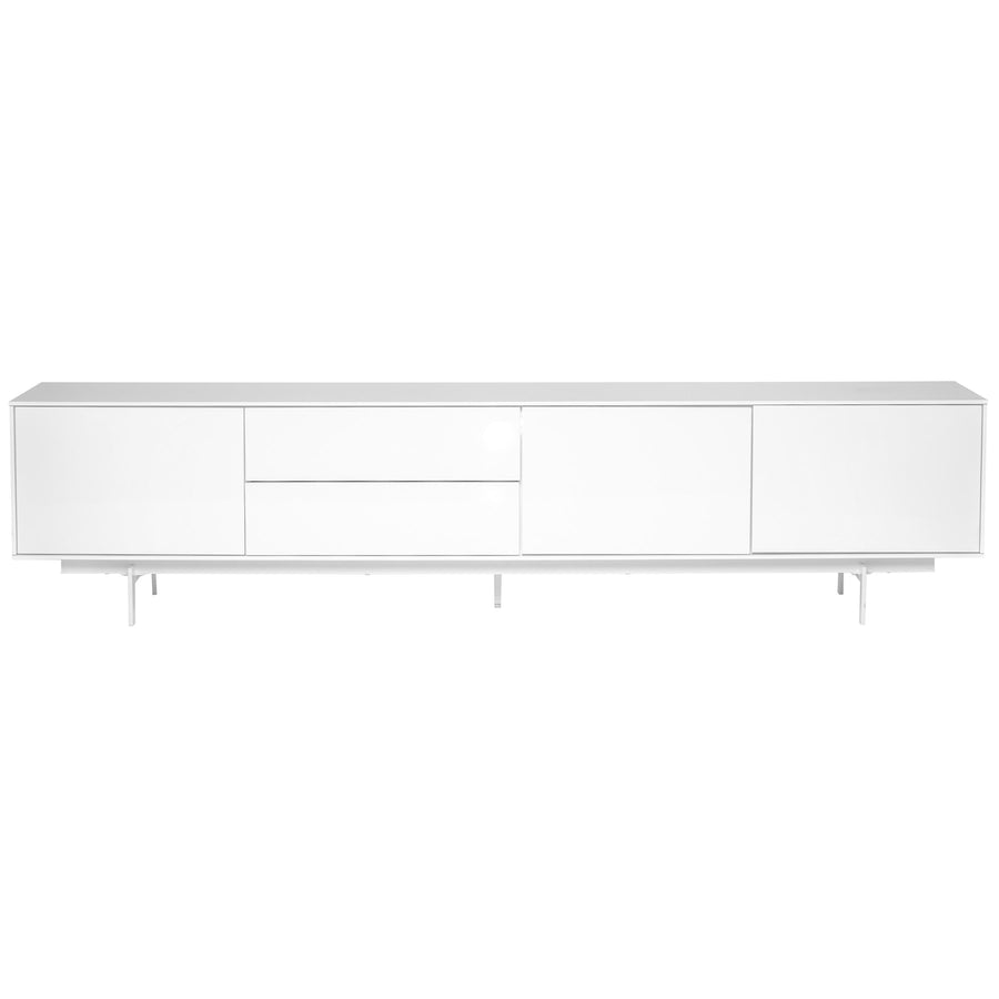 82" Low-Profile White Lacquer Storage Credenza