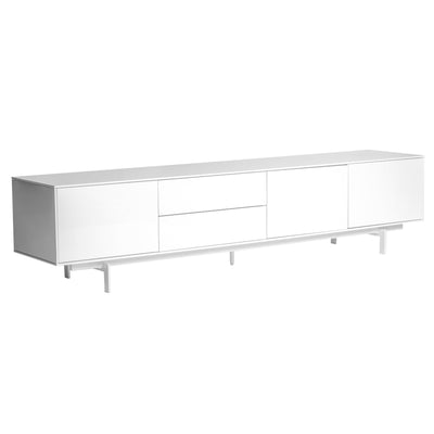 82" Low-Profile White Lacquer Storage Credenza