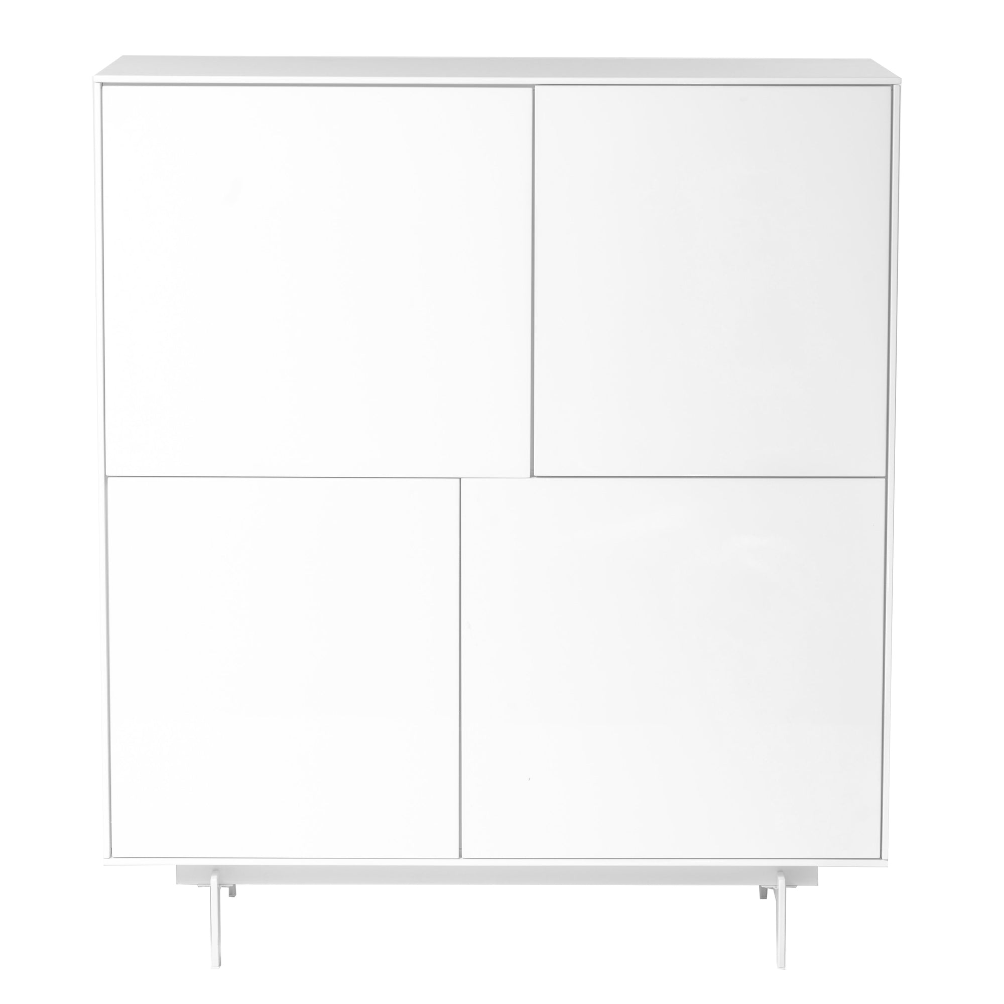 White Lacquer Square Office Bookcase w/ Doors