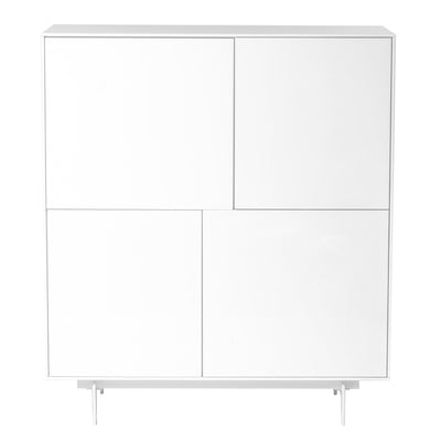 White Lacquer Square Office Bookcase w/ Doors