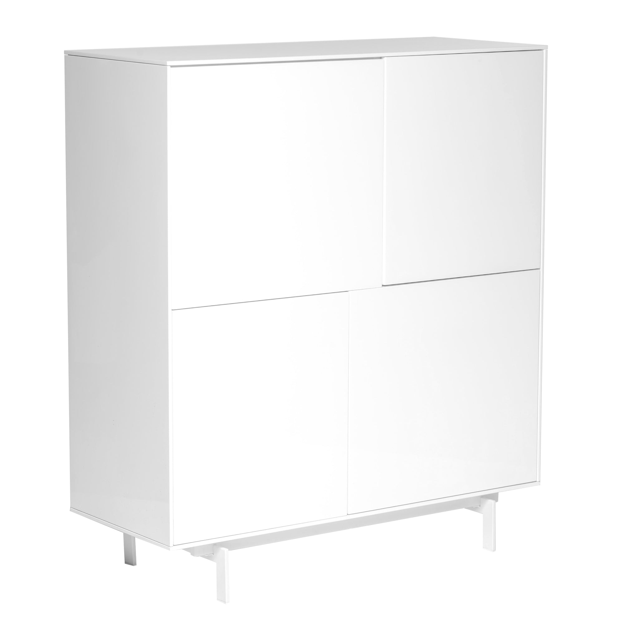 White Lacquer Square Office Bookcase w/ Doors