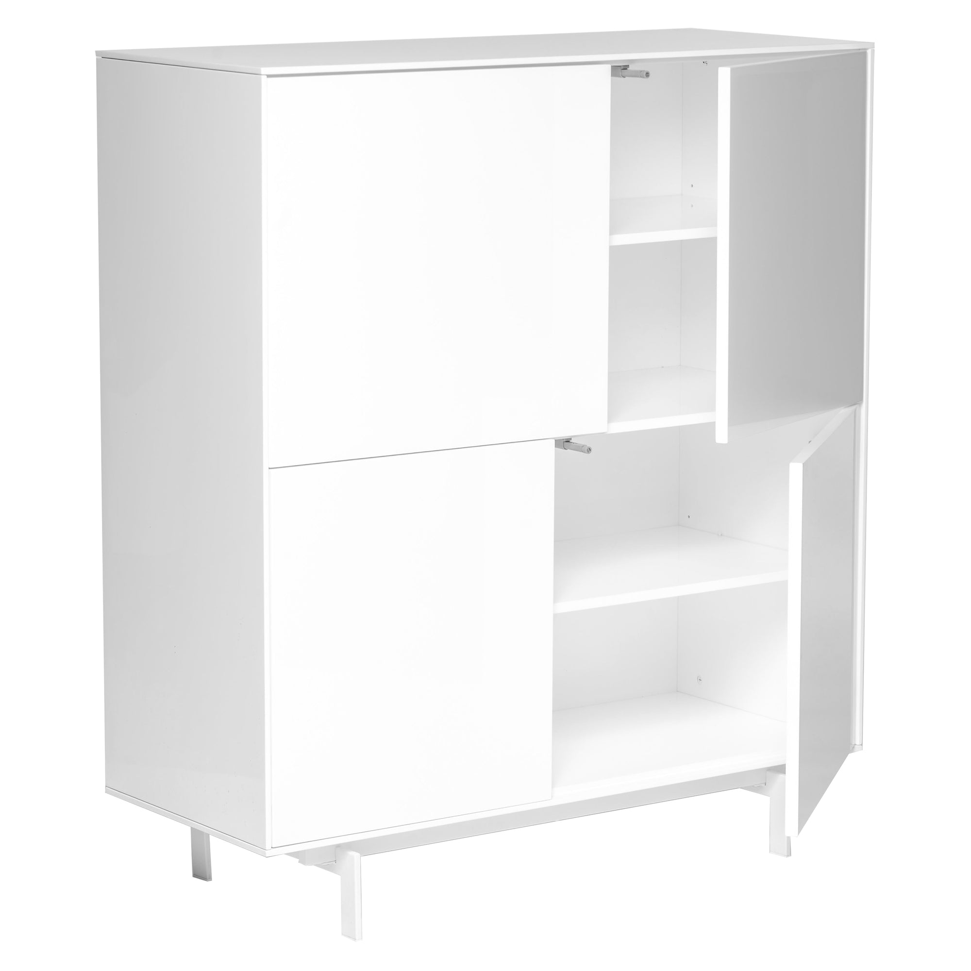 White Lacquer Square Office Bookcase w/ Doors