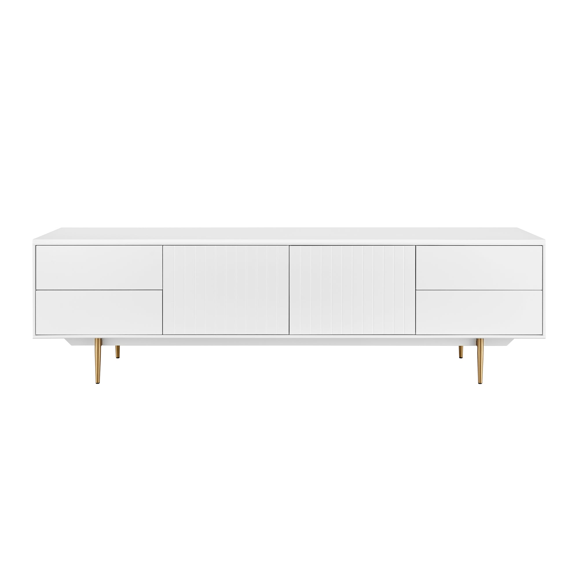 Matte White & Brass 79" Credenza