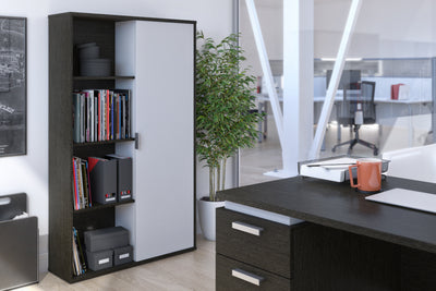 36" Storage Cabinet in Deep Gray & White