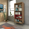 Eye-Catching Red, White, & Wood Storage Bookcase