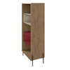 Eye-Catching Red, White, & Wood Storage Bookcase