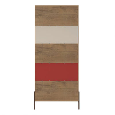 Eye-Catching Red, White, & Wood Storage Bookcase