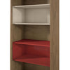 Eye-Catching Red, White, & Wood Storage Bookcase