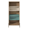 Eye-Catching Blue, White, & Wood Storage Bookcase