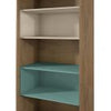 Eye-Catching Blue, White, & Wood Storage Bookcase