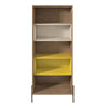 Eye-Catching Yellow, White, & Wood Storage Bookcase