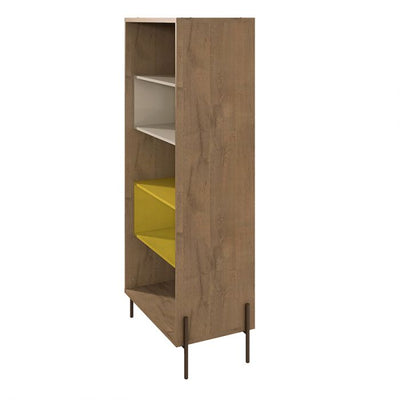 Eye-Catching Yellow, White, & Wood Storage Bookcase