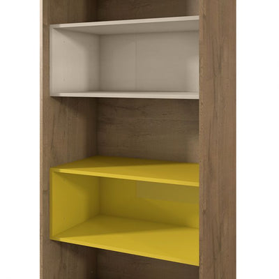 Eye-Catching Yellow, White, & Wood Storage Bookcase