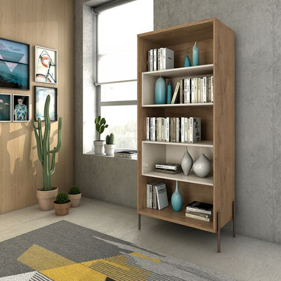 Eye-Catching White & Wood Storage Bookcase