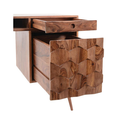 Elegant 53" Solid Wood Office Desk with Unique Patterned Drawer Fronts
