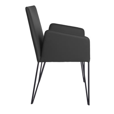 Black Padded Leatherette Conference or Guest Armchair