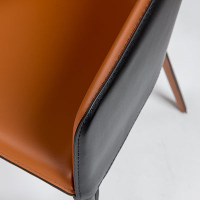 Black & Cognac Guest or Conference Chair in Leather & Steel