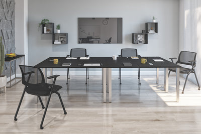 Set of 4 60" Black Desks with Metal Legs