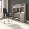 66" Silver Maple Desk with Hutch and Built-in File