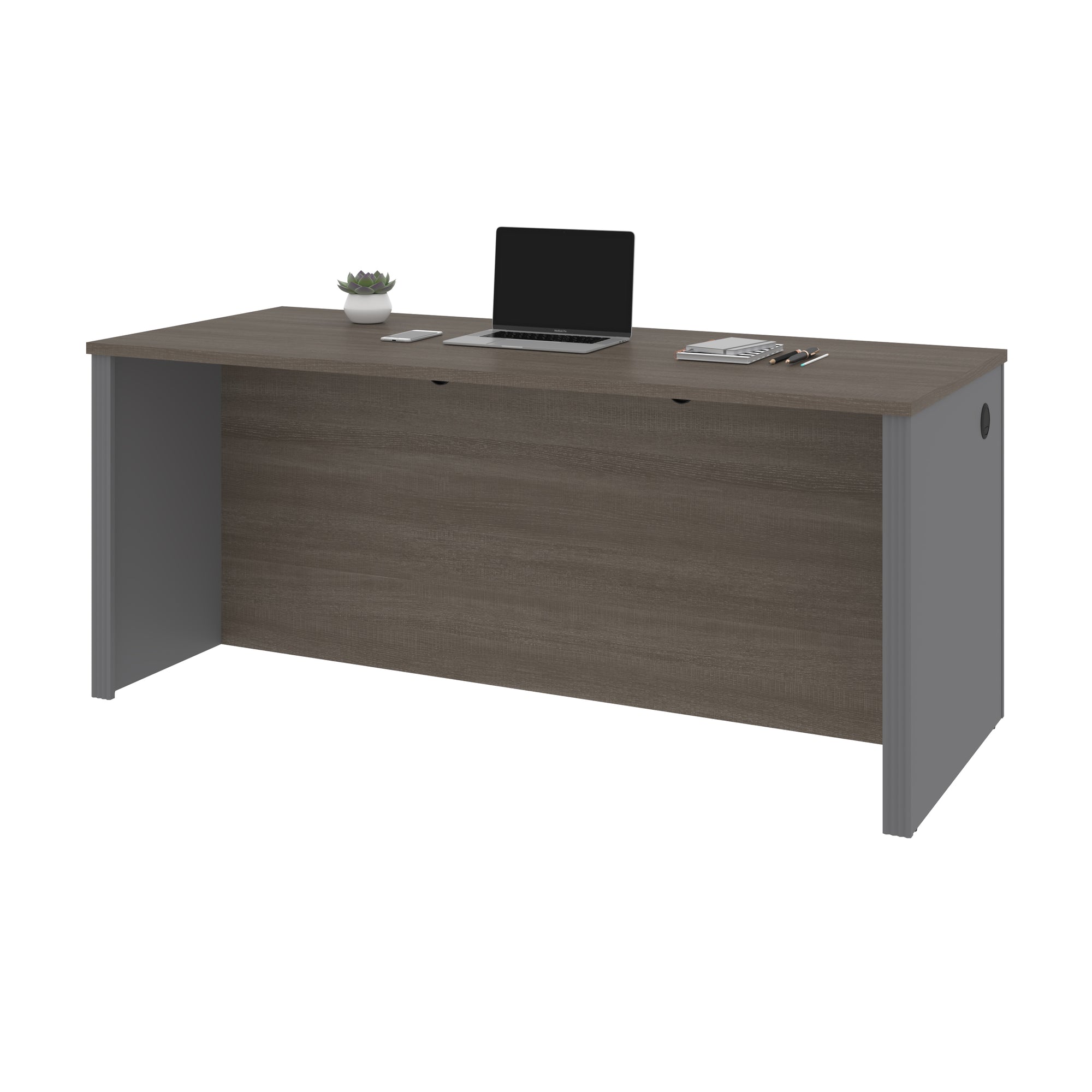 71" Executive Desk in Bark Gray and Slate