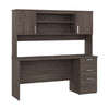 65" Gray Maple Desk with Hutch
