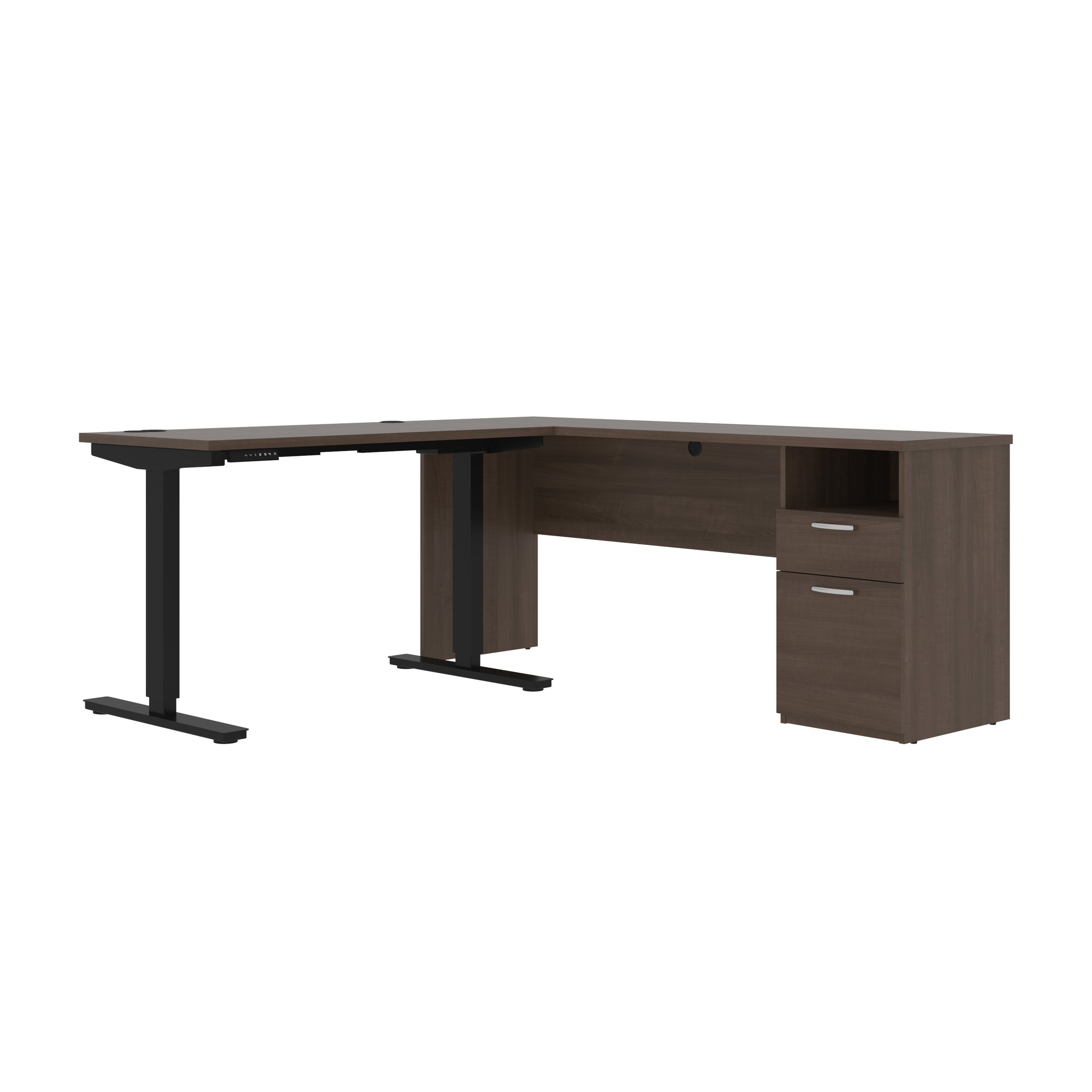 71" Adjustable L-Desk with Filing Area in Antigua