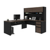 71" x 83" L-shaped Desk with Included Hutch in Antigua and Black