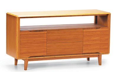 Solid Bamboo 60" Modern Executive Desk with Drawer in Caramel