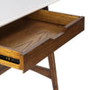 48" White & Pecan Desk with Central Fold-Down Drawer