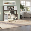 65" Silver Maple & White Desk with Hutch