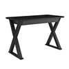 48" Black Modern X-Frame Desk with Drawer & Glass Top