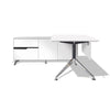 Modern White Lacquer L-shaped Desk with Storage (Left Return)