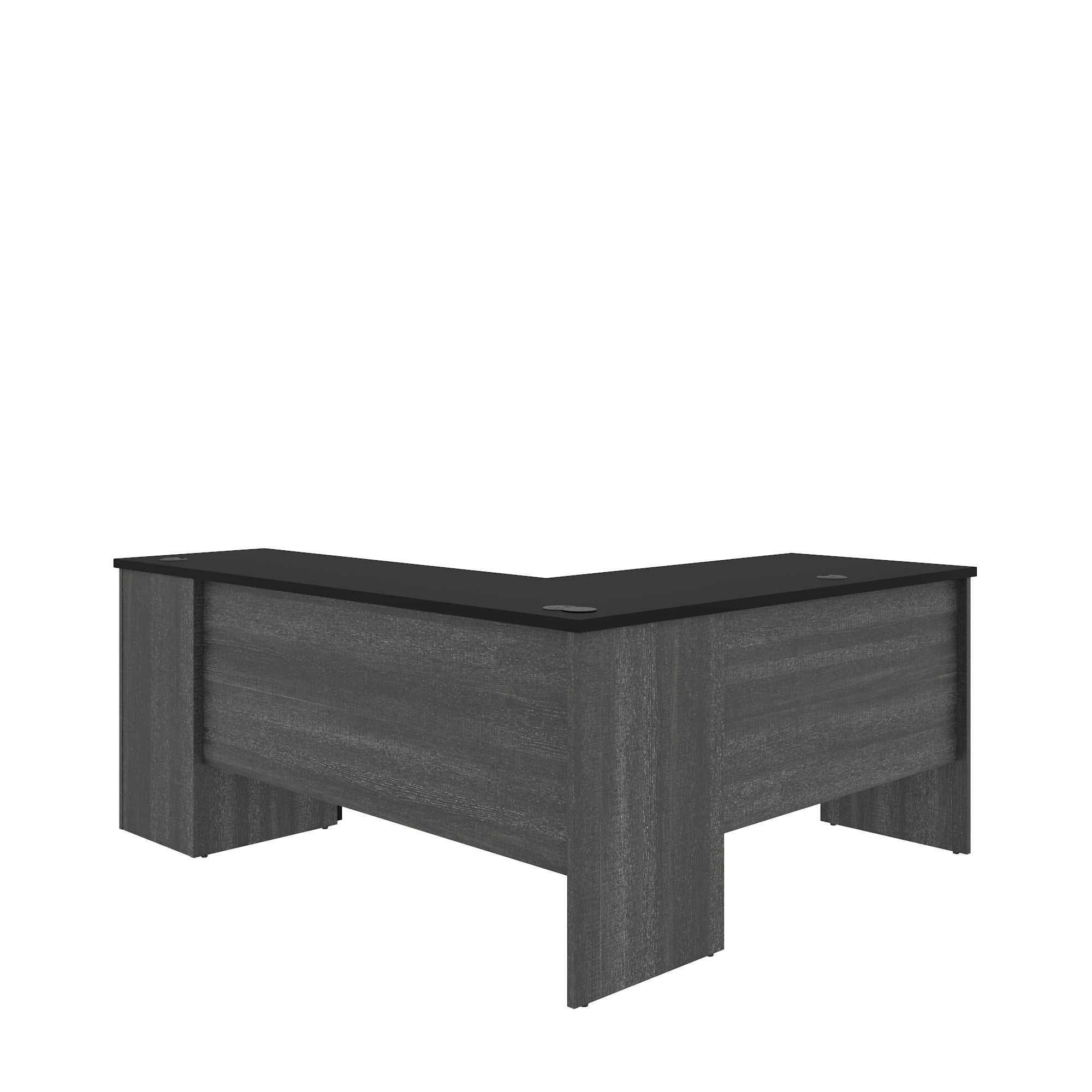 Bark Gray & Black Modern L-shaped Desk