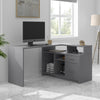 56" X 44" Unique Petite Corner Desk with Credenza in Slate
