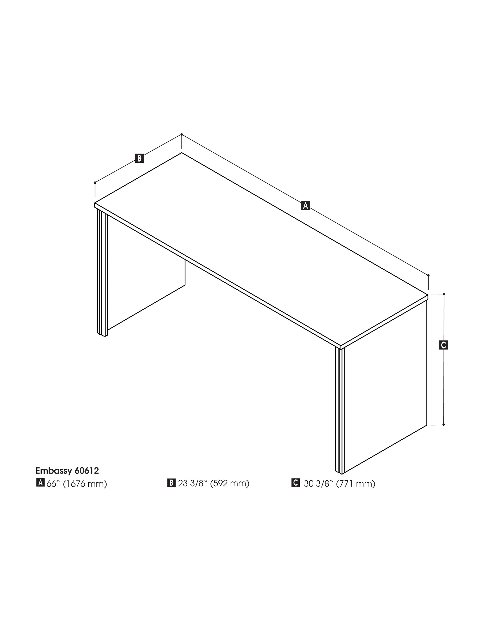 Narrow 66" Office Desk in Dark Chocolate