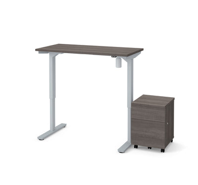 2-Piece Set - 48" Programmable Desk and Mobile File Cabinet in Bark Gray