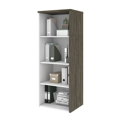 24" Narrow Bi-Color Bookcase in Walnut Gray & White